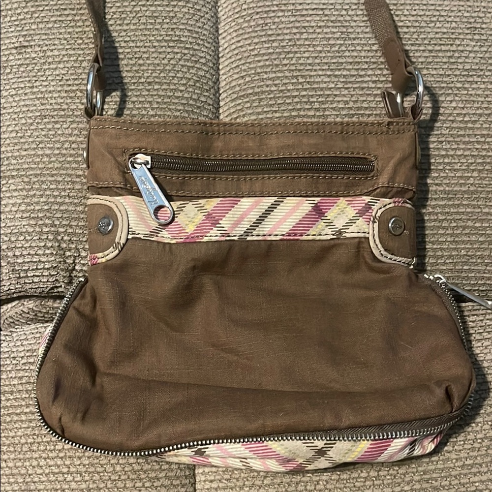 Thirty-One Brown and Pink Crossbody Bag with Chic Design